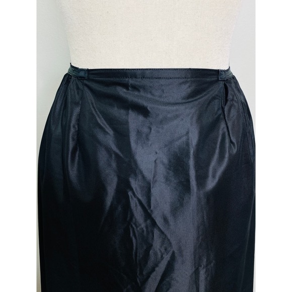 Vintage Vassarette Black Nylon Skirt Slip Women Medium Front Slit Long MCM Femme - Picture 4 of 7